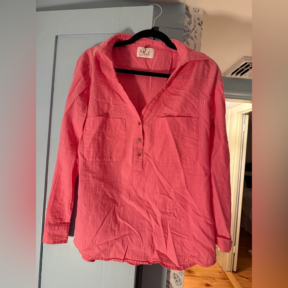 Pink Pinapple Chic Pink Button-Down Shirt